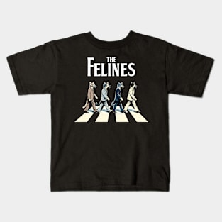 Felines Retro Cat Rock Music Gifts Funny Cat Kids T-Shirt